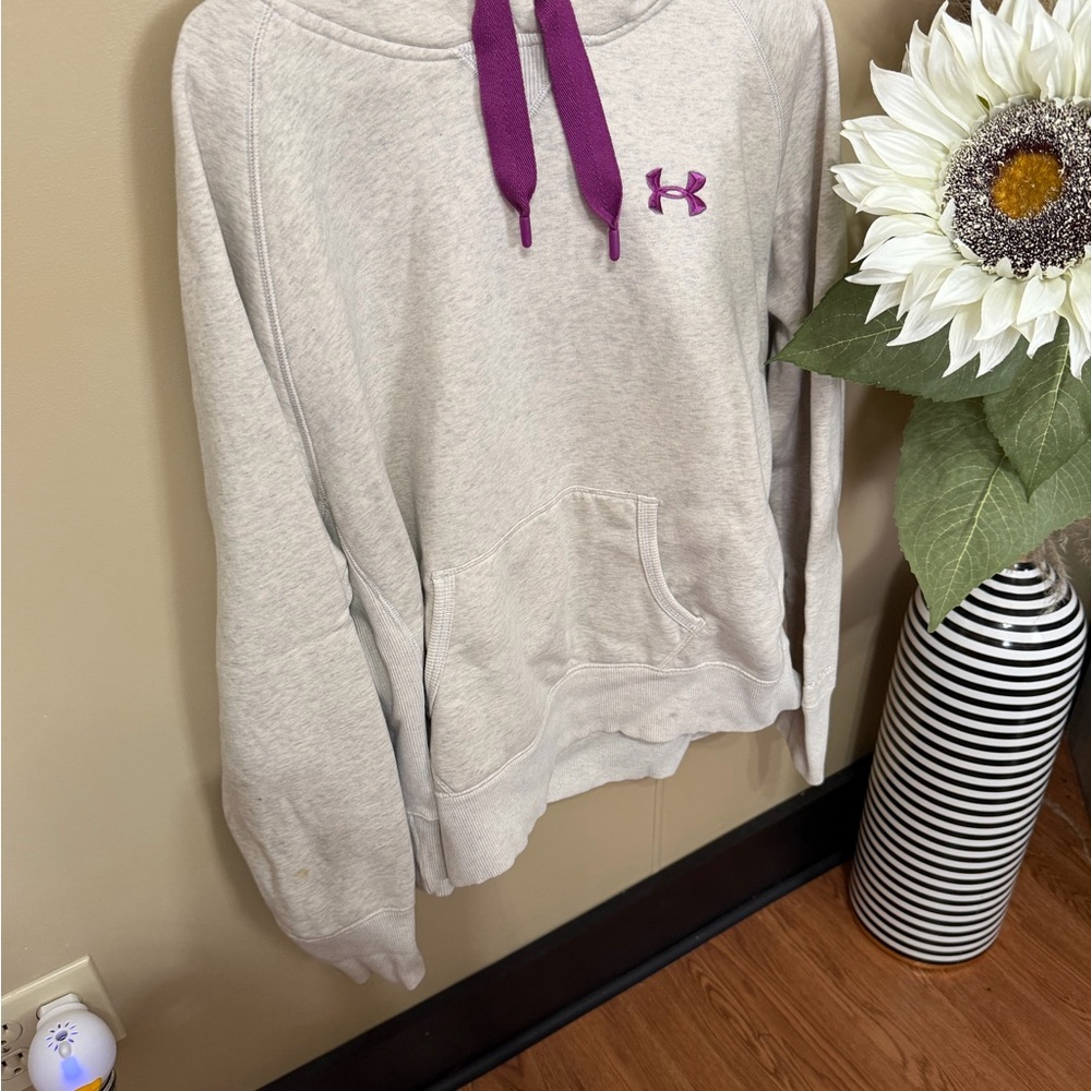 Under Armour Women's Light Gray Sweater with Purple Details